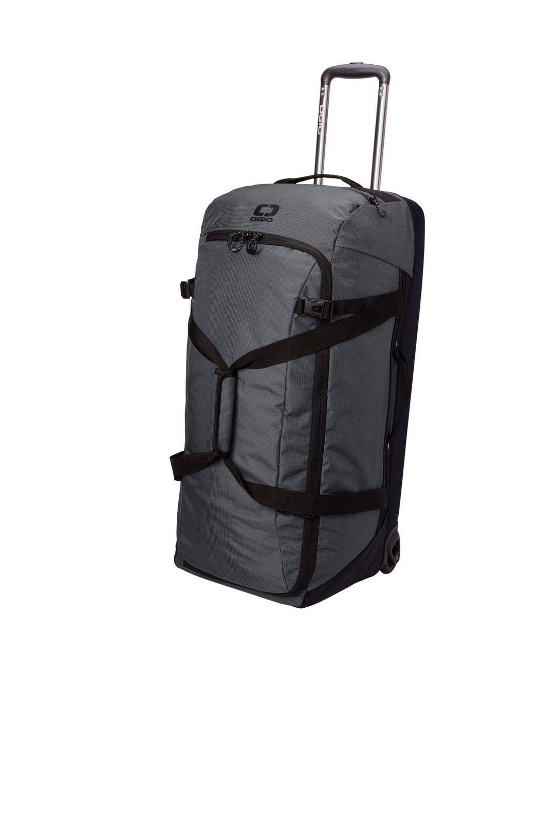 Left View of DieselGrey OGIO Passage Wheeled Checked Duffel 98003