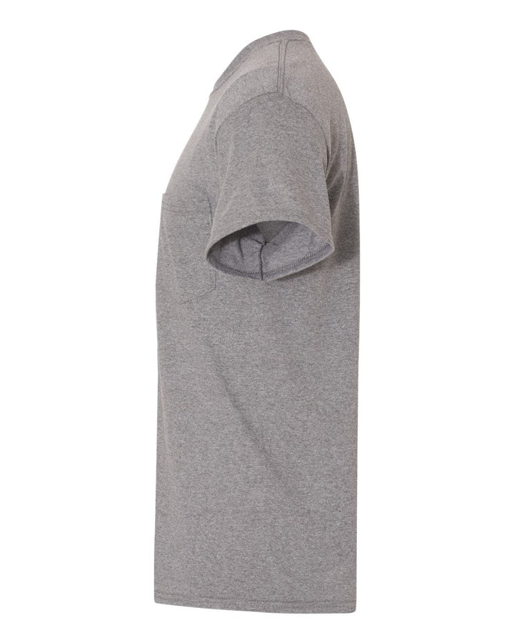 Left View of Graphite Heather Heavy Cotton™ Pocket T-Shirt - 5300