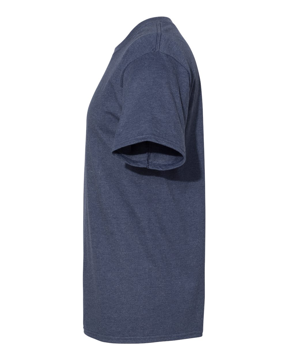 Left View of Heather Navy Beefy-T® T-Shirt - 5180