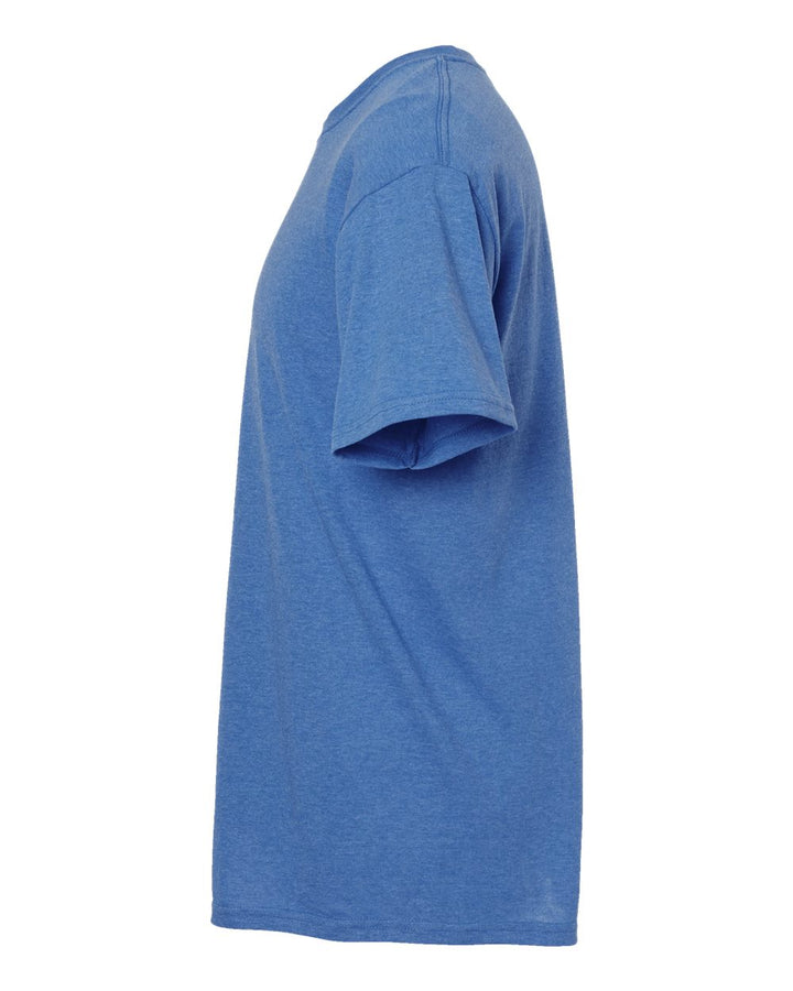 Left View of Heather Royal Gold Soft Touch T-Shirt - 4800