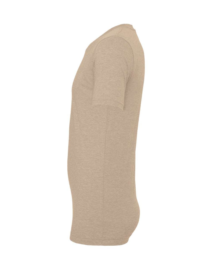 Left View of Heather Tan CVC Jersey Tee - 3001CVC
