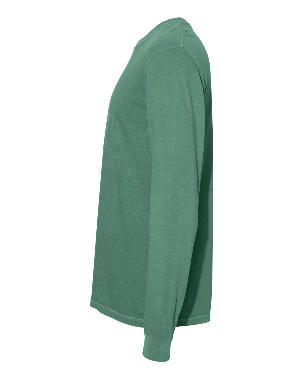 Left View of Light Green Garment-Dyed Heavyweight Long Sleeve T-Shirt - 6014