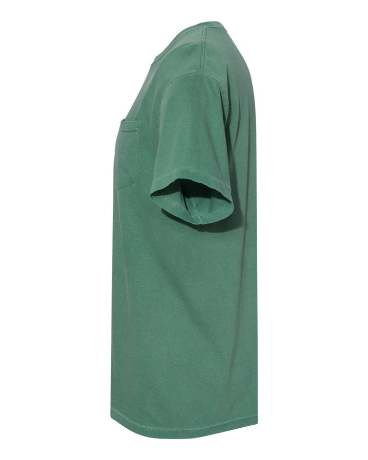 Left View of Light Green Garment-Dyed Heavyweight Pocket T-Shirt - 6030