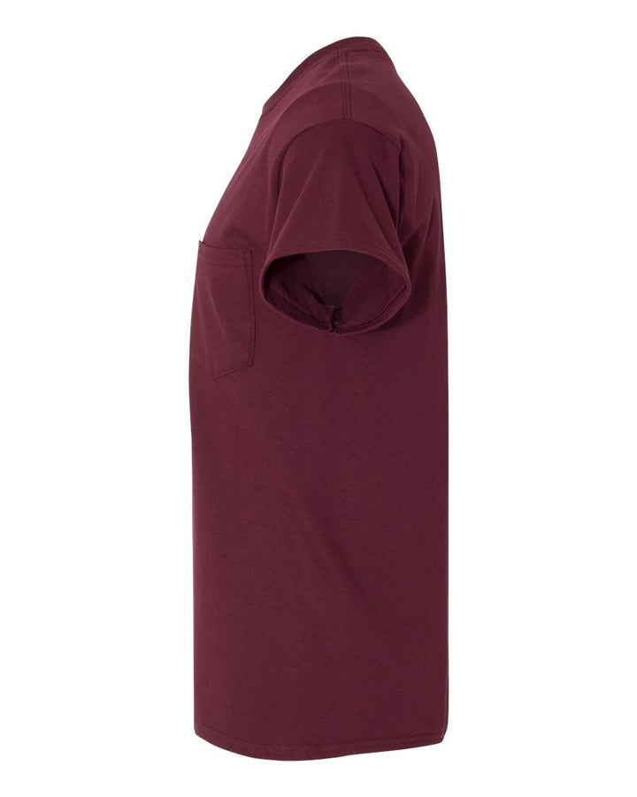 Left View of Maroon Heavy Cotton™ Pocket T-Shirt - 5300