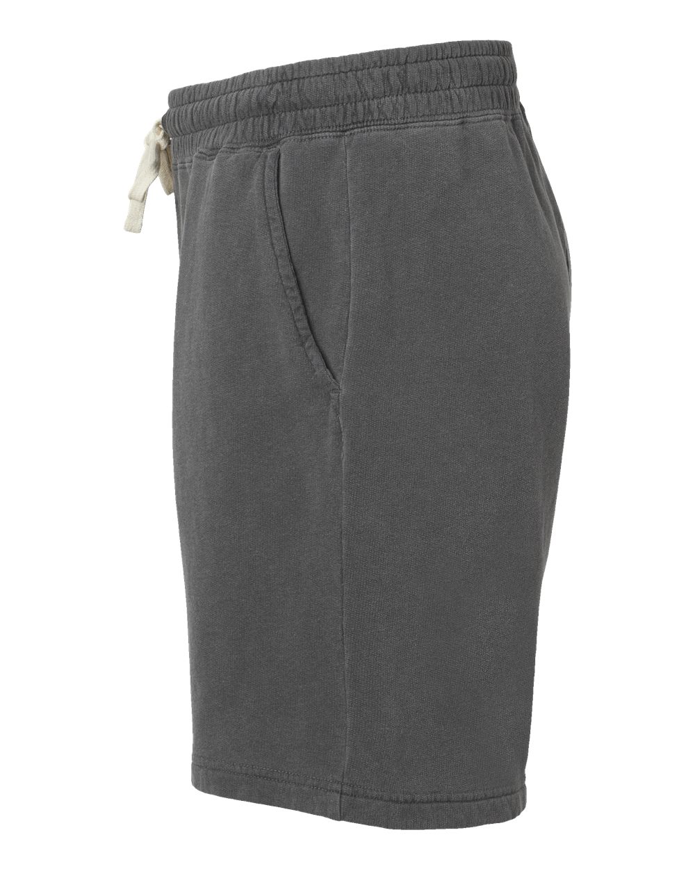 Left View of Pepper Garment-Dyed Lightweight Fleece Sweat Shorts - 1468