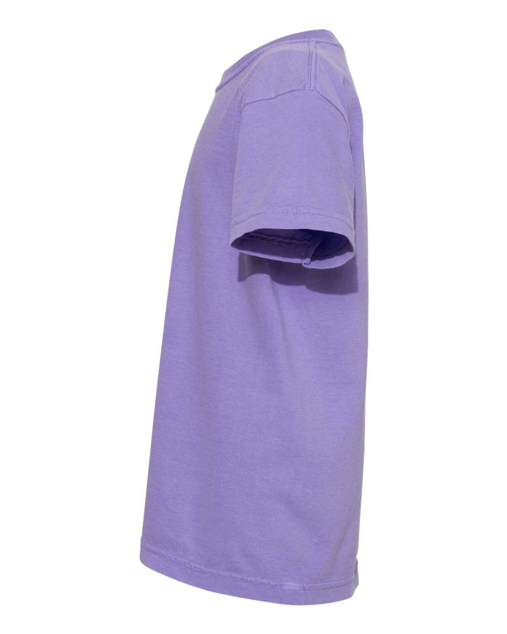 Left View of Violet Garment-Dyed Youth Heavyweight T-Shirt - 9018