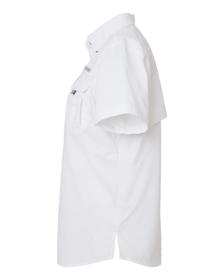 Left View of White Women's PFG Bahama™ Short Sleeve Shirt - 212473