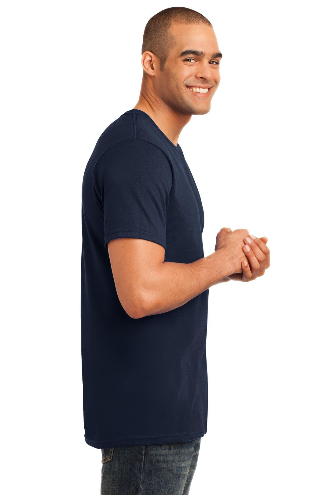 Navy Gildan 100% Ring Spun Cotton T-Shirt. 980