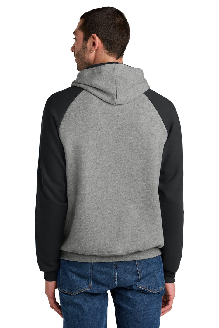 Ox/Black Jerzees Unisex NuBlend Colorblock Raglan Hoodie Sweatshirt 96C