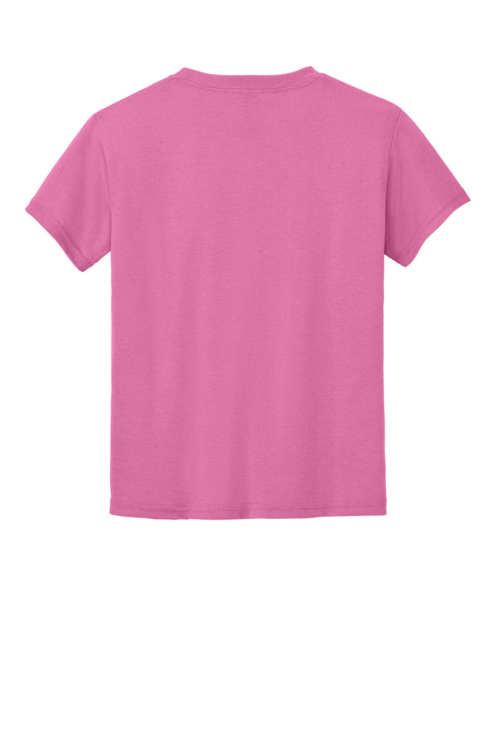 Rear View of Azalea Gildan Youth DryBlend 50 Cotton/50 Poly T-Shirt. 8000B