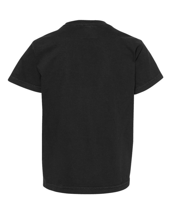 Rear View of Black Garment-Dyed Youth Heavyweight T-Shirt - 9018