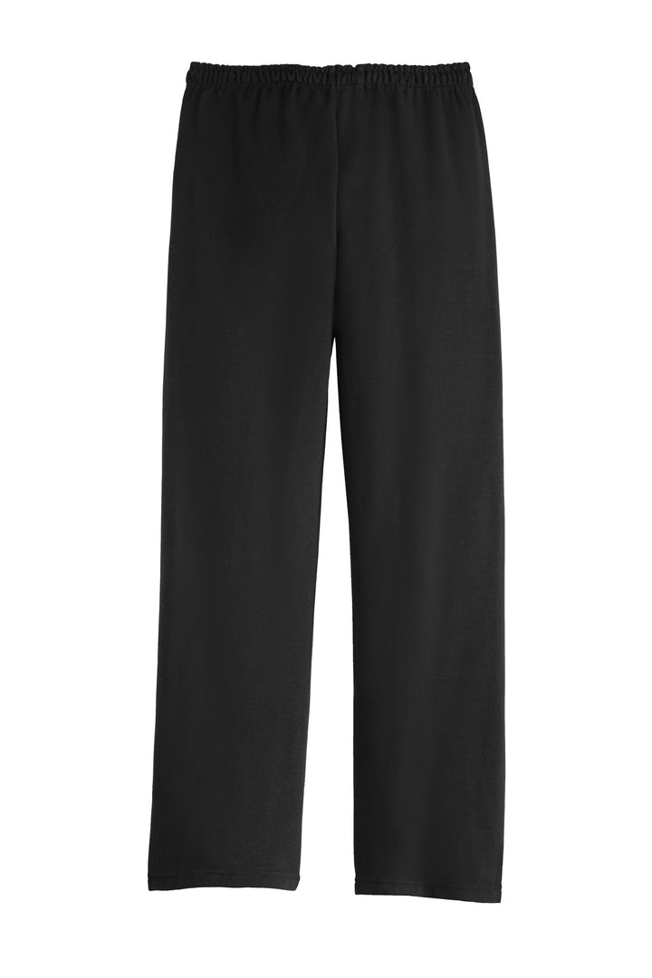 Rear View of Black Gildan Heavy Blend Open Bottom Sweatpant. 18400