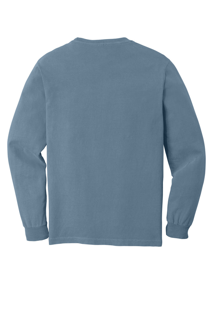 Rear View of Blue Jean COMFORT COLORS Heavyweight Ring Spun Long Sleeve Tee. 6014