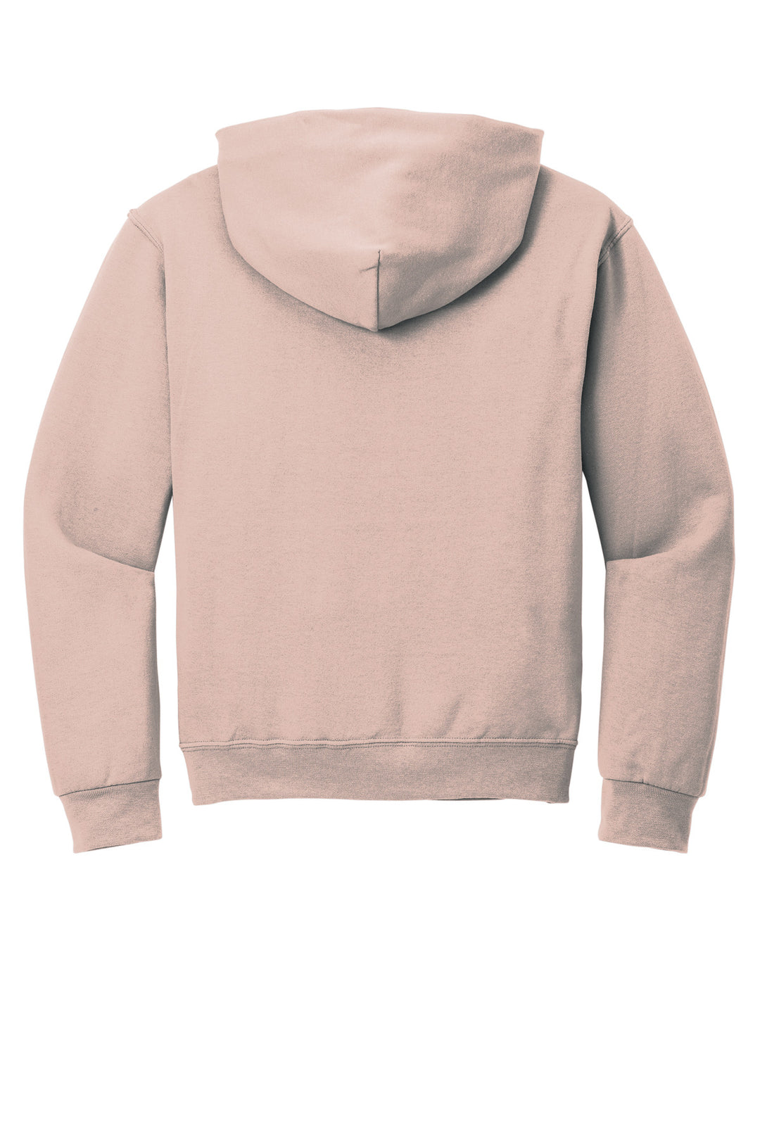Rear View of BlushPink Jerzees NuBlend Pullover Hooded Sweatshirt. 996M