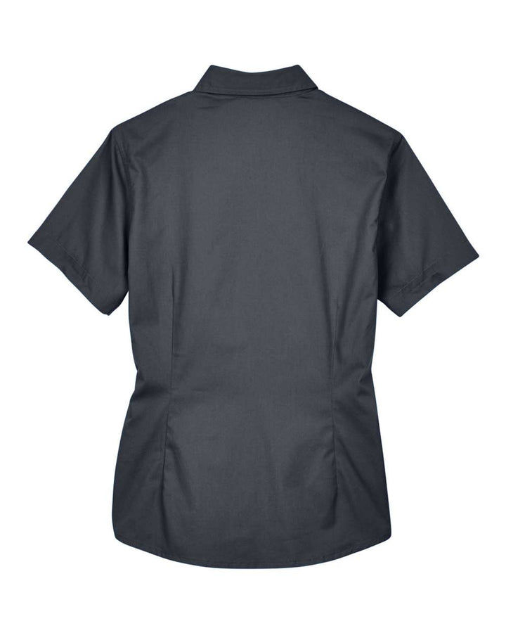 Rear View of Carbon Women's Optimum Short Sleeve Twill Shirt - 78194
