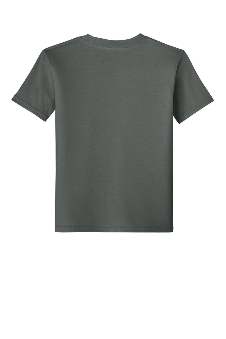 Rear View of Charcoal Gildan Youth Softstyle T-Shirt 64000B