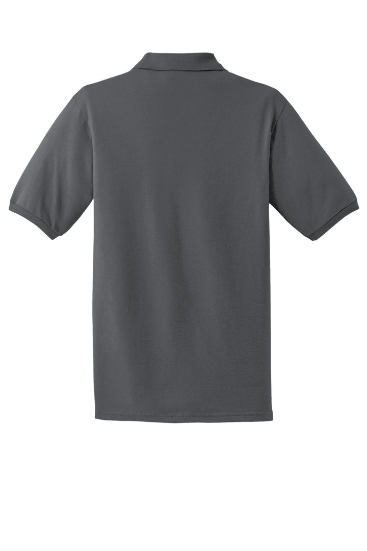 Rear View of CharGrey Jerzees Dri-Power Sport Shirt. 437M