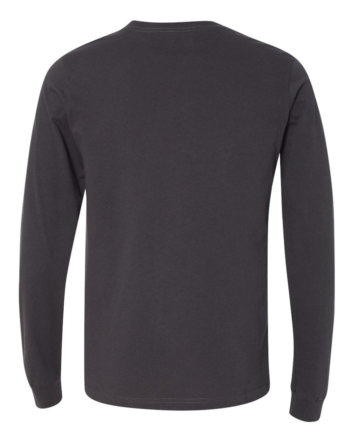 Rear View of Dark Grey Jersey Long Sleeve Tee - 3501