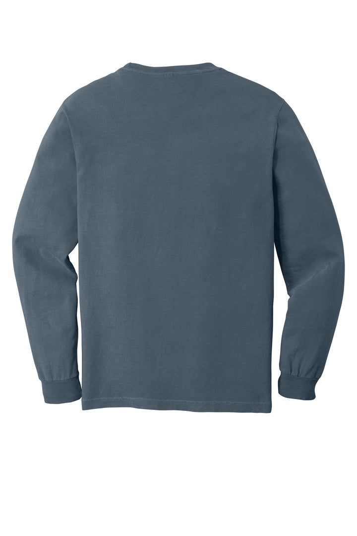 Rear View of Denim COMFORT COLORS Heavyweight Ring Spun Long Sleeve Tee. 6014