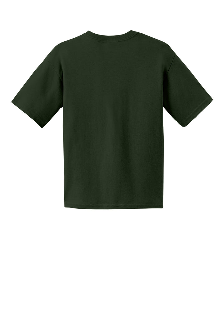 Rear View of Forest Gildan - Youth Ultra Cotton 100% US Cotton T-Shirt. 2000B