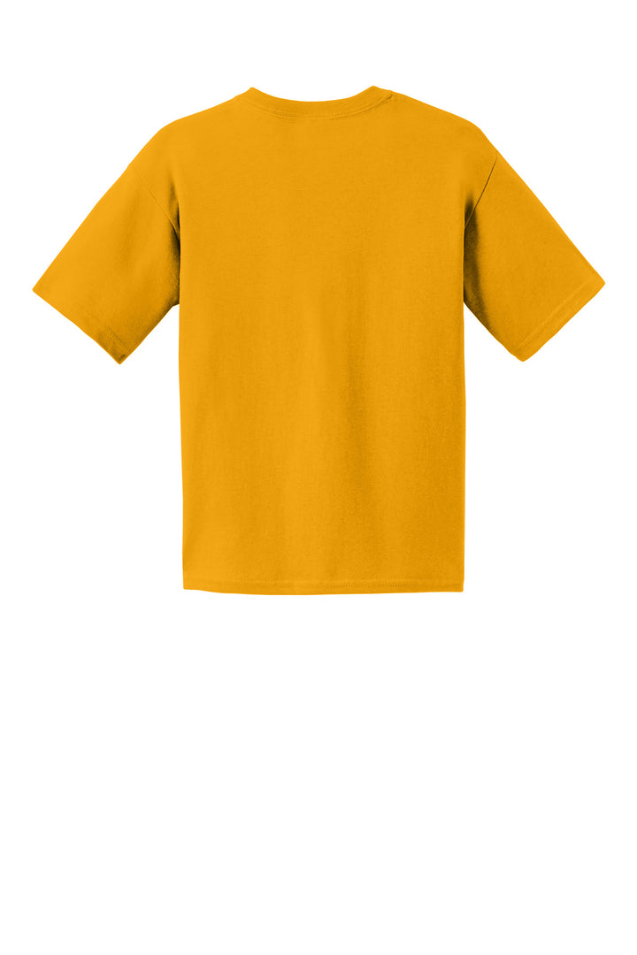 Rear View of Gold Gildan - Youth Ultra Cotton 100% US Cotton T-Shirt. 2000B