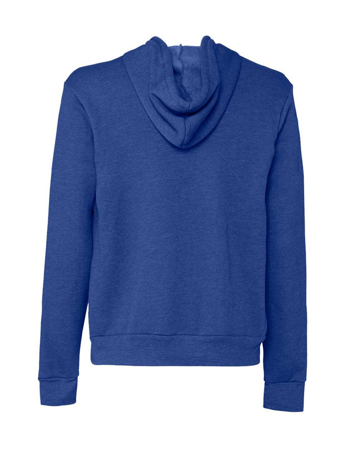 Rear View of Heather True Royal Sponge Fleece Full-Zip Hoodie - 3739