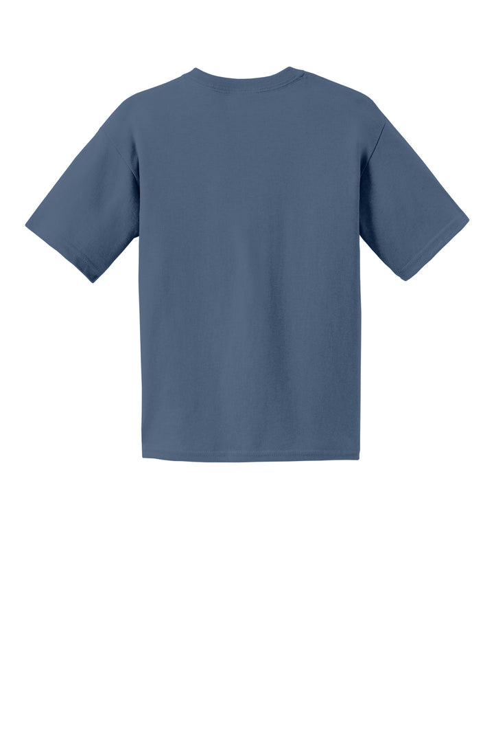 Rear View of Indigo Blue Gildan - Youth Ultra Cotton 100% US Cotton T-Shirt. 2000B