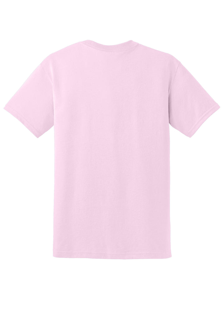 Rear View of Light Pink Gildan DryBlend 50 Cotton/50 Poly T-Shirt. 8000