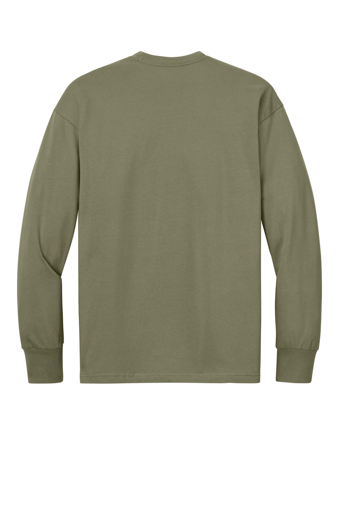 Rear View of LightOlive Next Level Apparel Heavyweight Long Sleeve Tee NL7211
