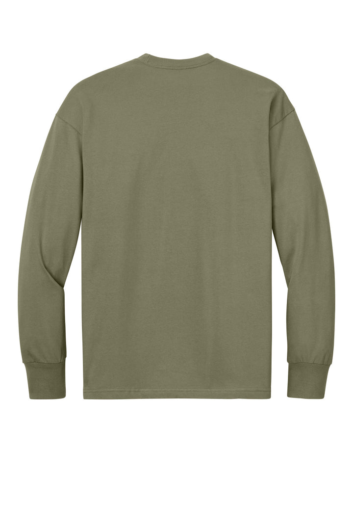 Rear View of LightOlive Next Level Apparel Heavyweight Long Sleeve Tee NL7211