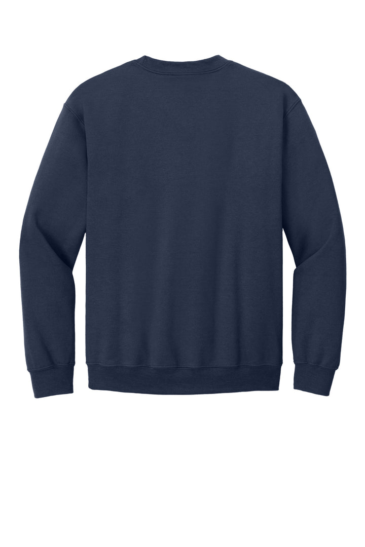 Rear View of Navy Gildan Heavy Blend Crewneck Sweatshirt. 18000
