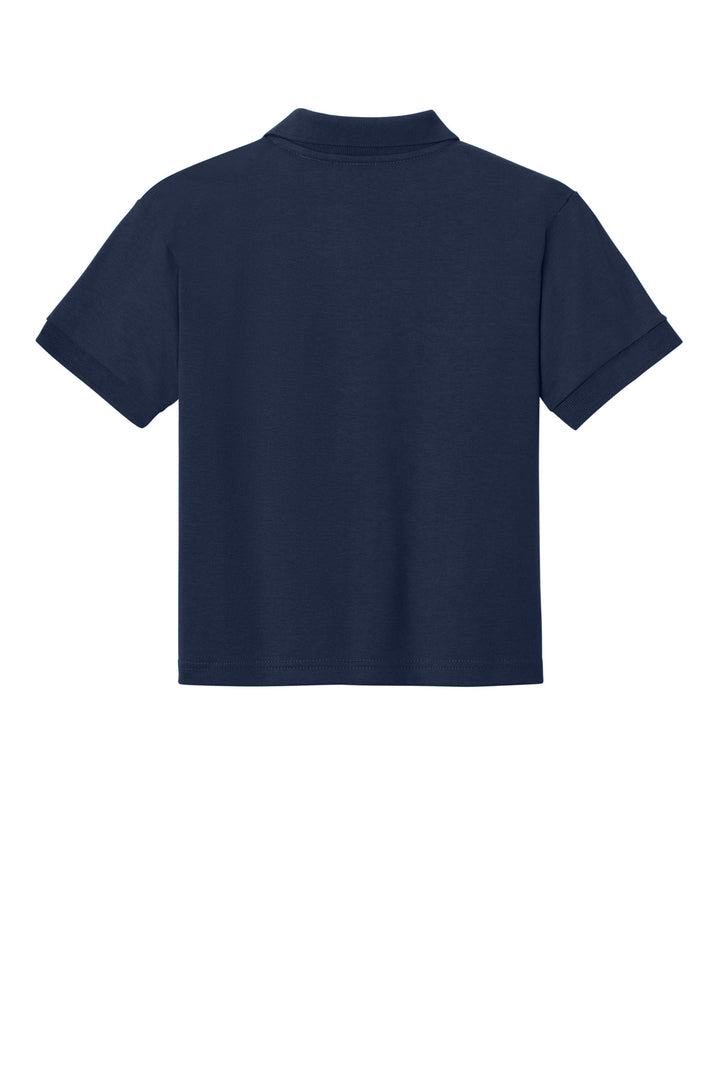 Rear View of Navy Gildan Youth DryBlend 6-Ounce Jersey Knit Sport Shirt. 8800B