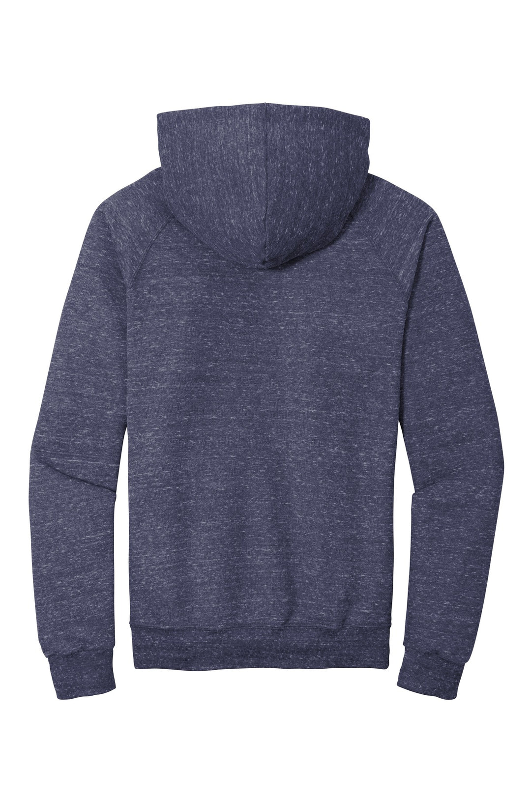 Rear View of Navy Jerzees Snow Heather French Terry Raglan Hoodie 90M