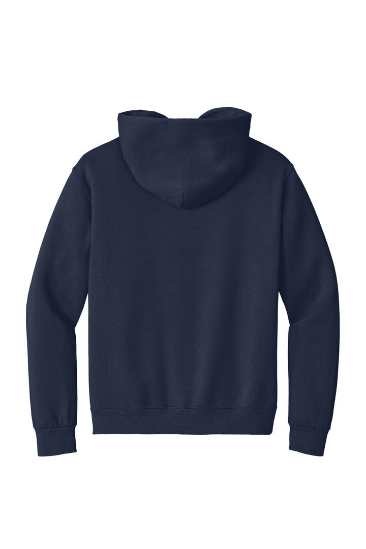 Rear View of Navy Jerzees Super Sweats NuBlend - Pullover Hooded Sweatshirt. 4997M
