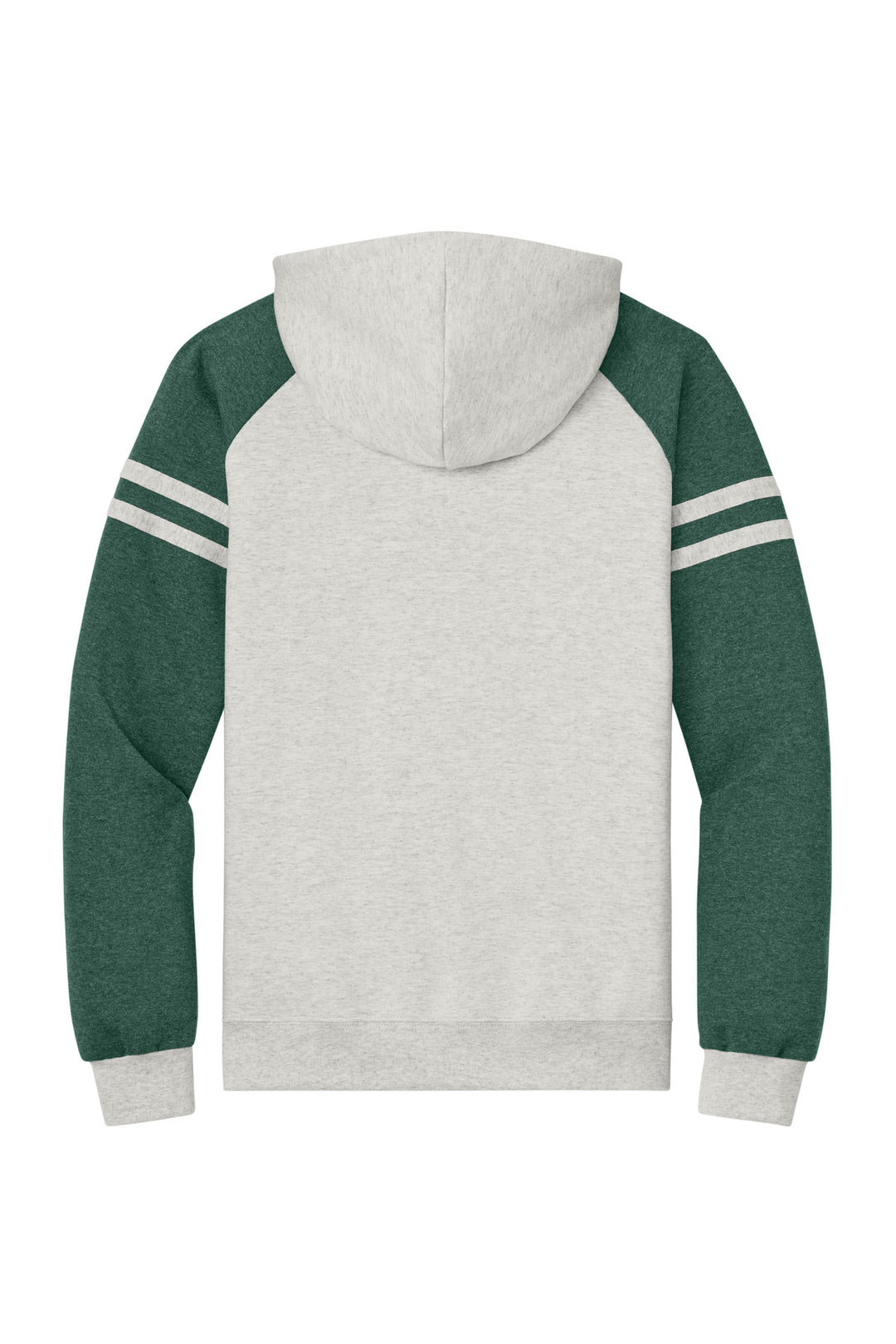 Rear View of OatHt/FGnH Jerzees Unisex NuBlend Varsity Colorblock Hooded Sweatshirt 97C