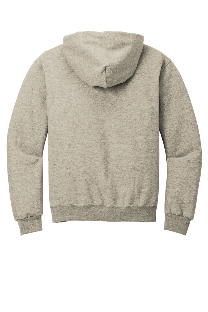 Rear View of OatHthr Jerzees NuBlend Pullover Hooded Sweatshirt. 996M