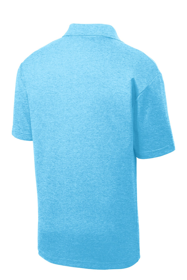Rear View of Pond Blue Hthr Sport-Tek PosiCharge RacerMesh Polo. ST640