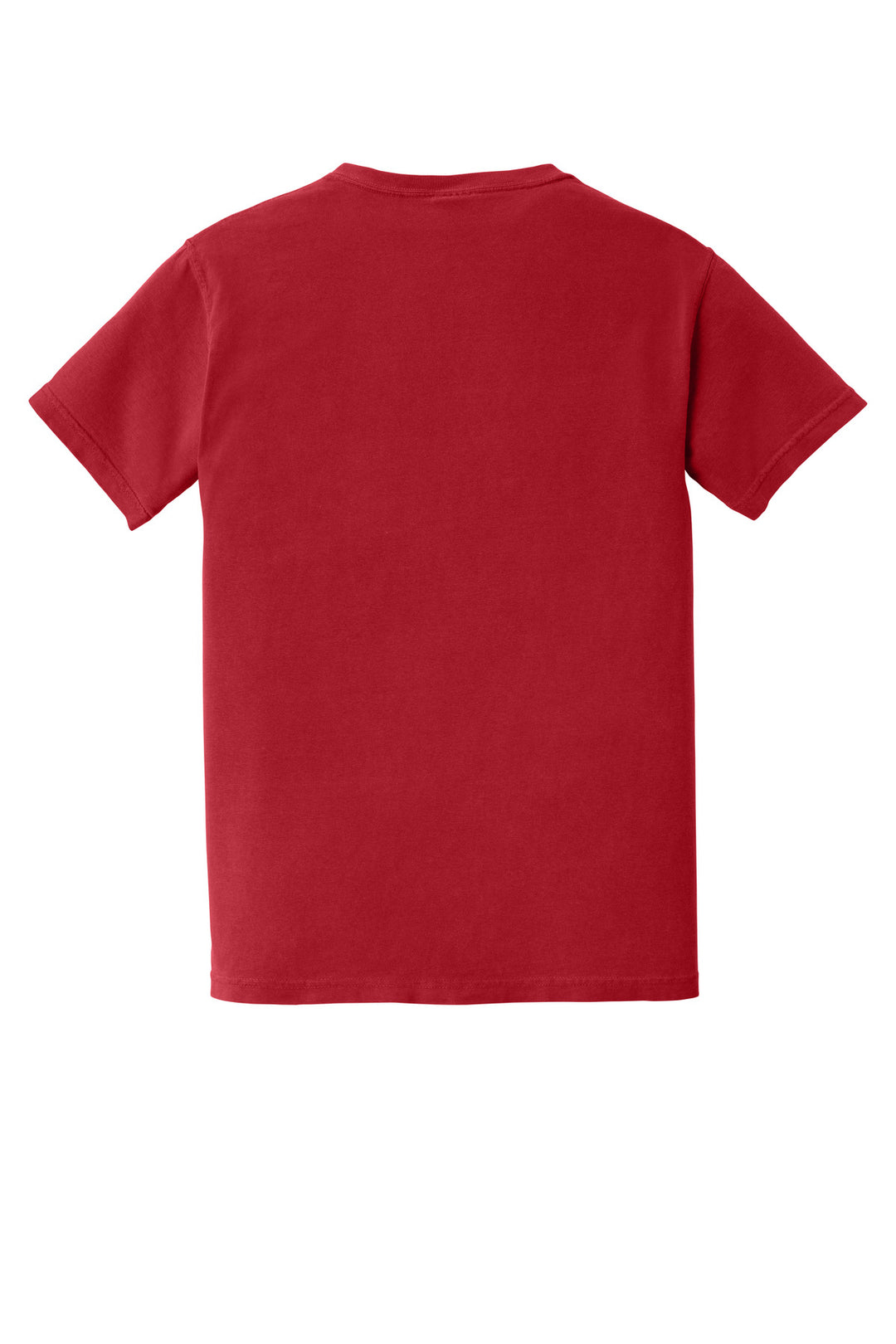 Rear View of Red COMFORT COLORS Heavyweight Ring Spun Pocket Tee. 6030