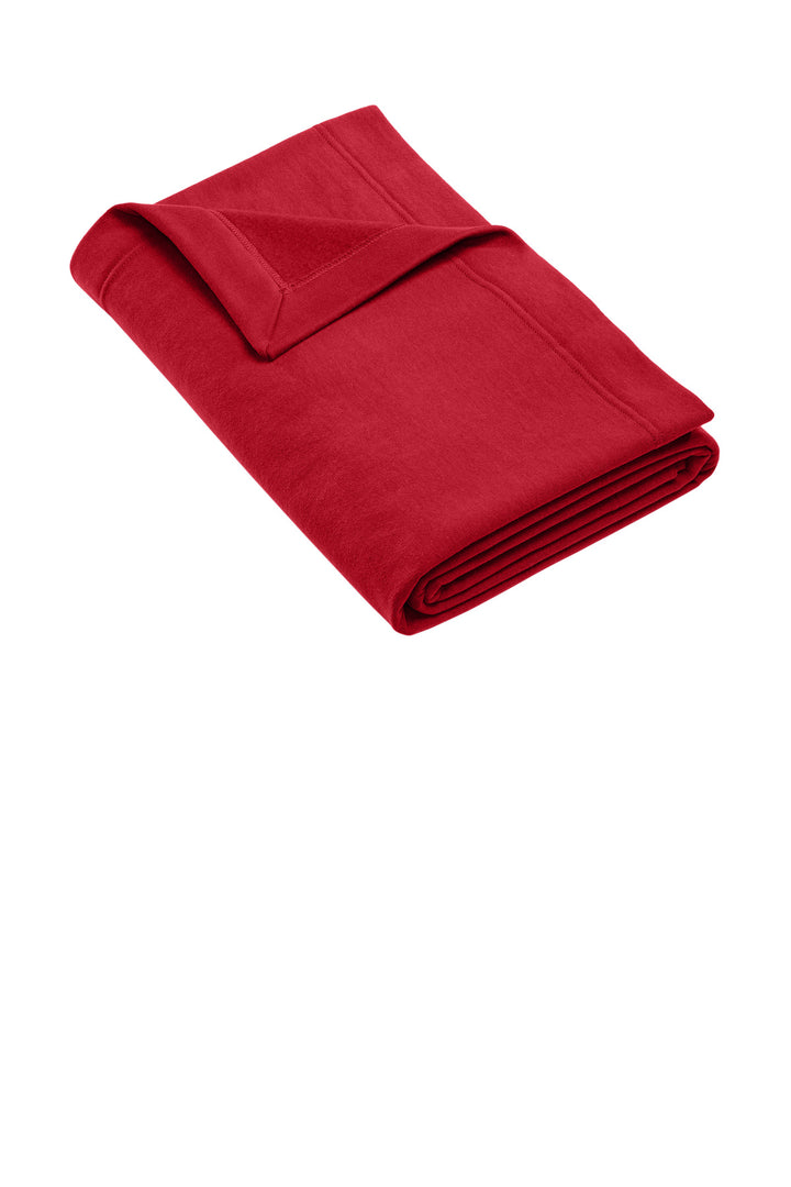 Rear View of Red Gildan Heavy Blend Fleece Stadium Blanket 18900