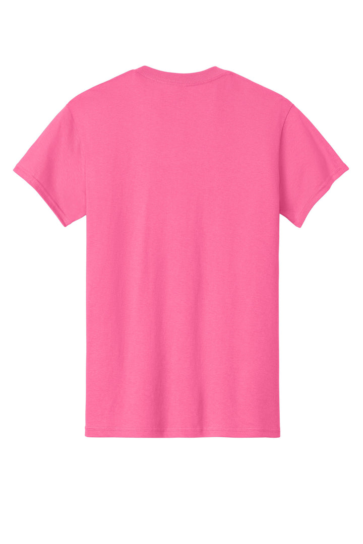 Rear View of Safety Pink Gildan - Heavy Cotton 100% Cotton T-Shirt. 5000