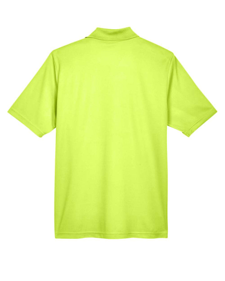 Rear View of Safety Yellow Men's Origin Performance Piqué Polo - 88181