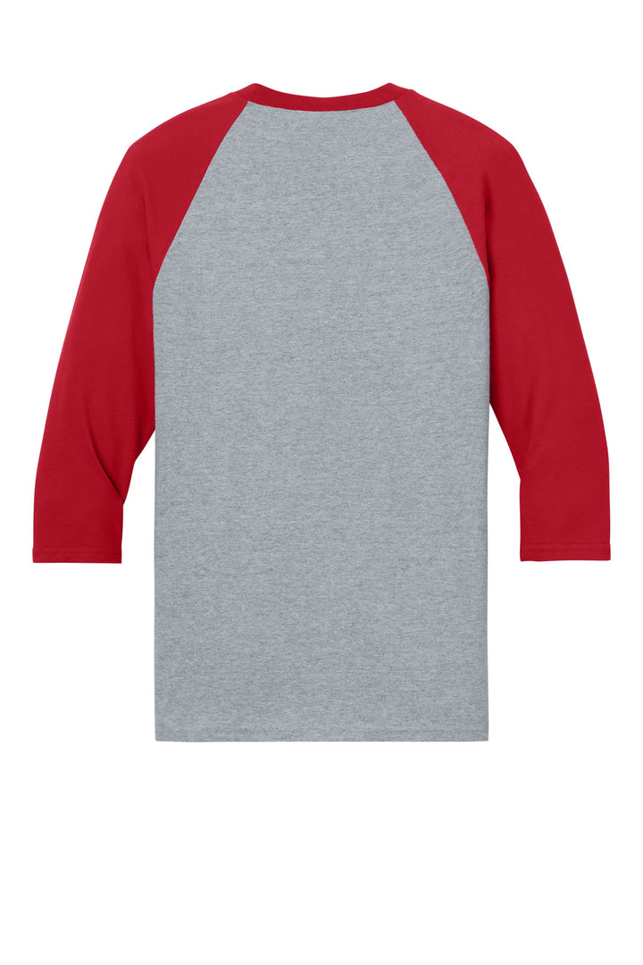Rear View of SpGTrimRed Gildan Heavy Cotton 3/4-Sleeve Raglan T-Shirt. 5700