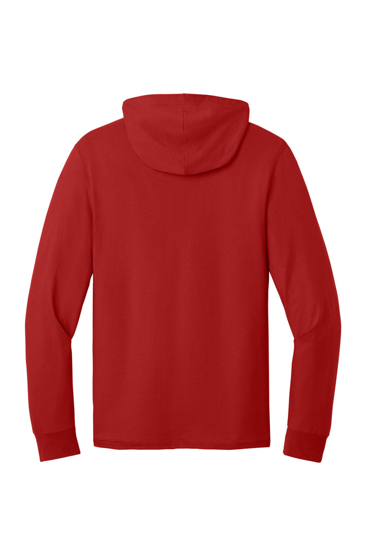 Rear View of TrueRed Jerzees Classics Unisex Cotton Long Sleeve Hooded T-Shirt 363LH