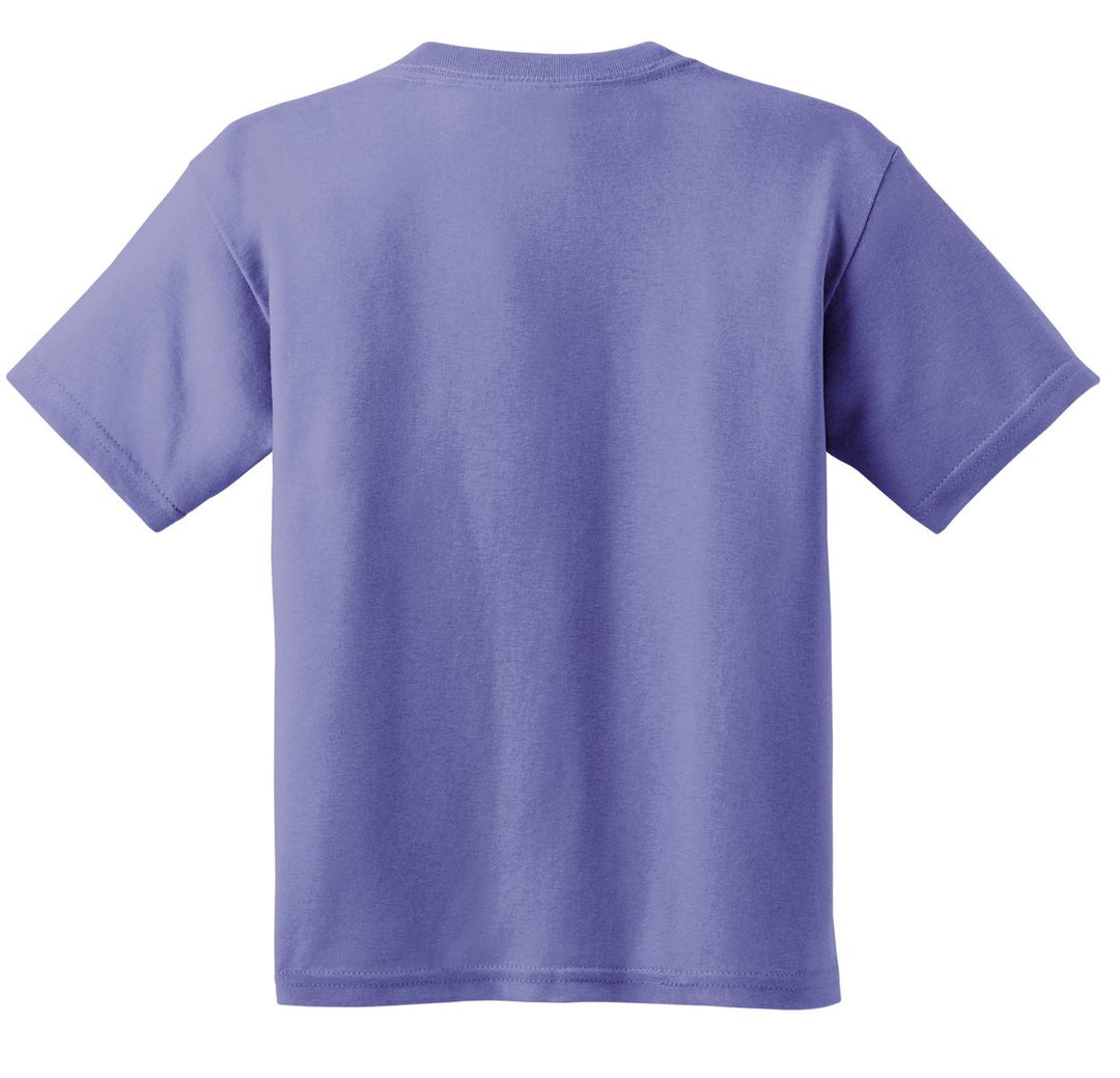 Rear View of Violet Gildan - Youth Heavy Cotton 100% Cotton T-Shirt. 5000B