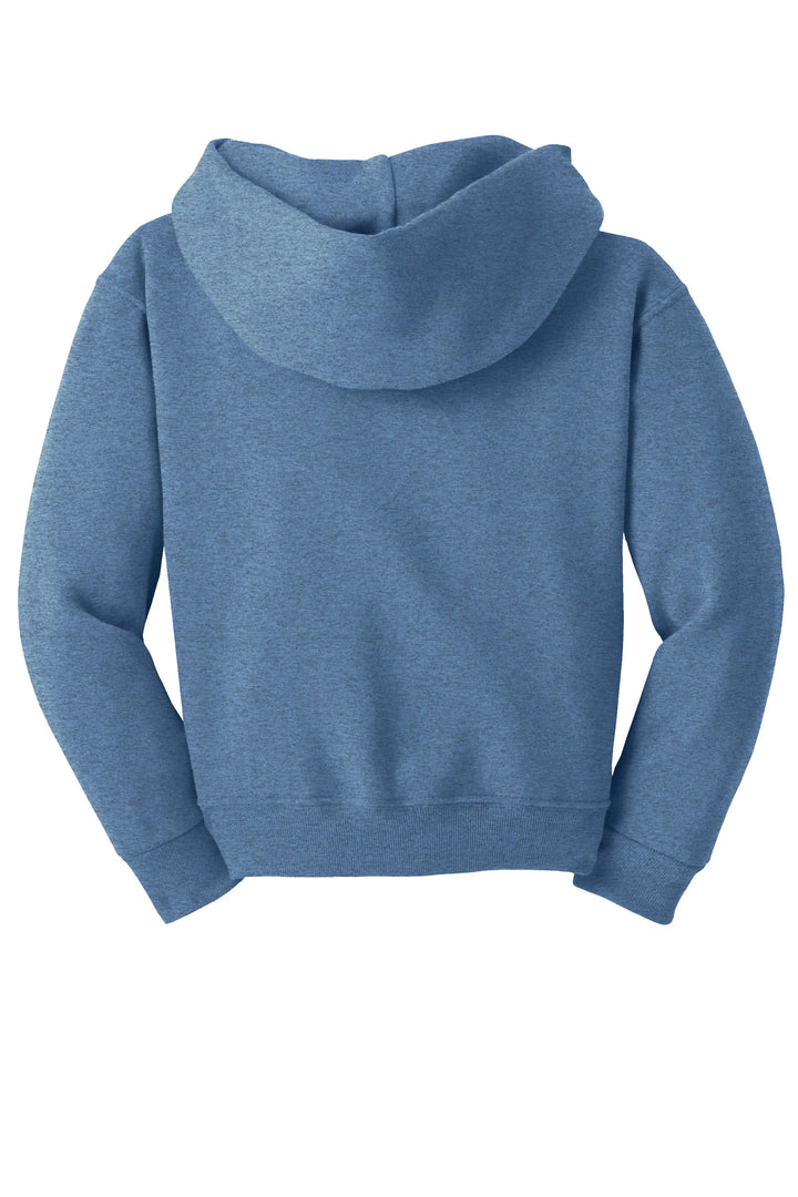 Rear View of VtgHtrBl Jerzees - Youth NuBlend Pullover Hooded Sweatshirt. 996Y
