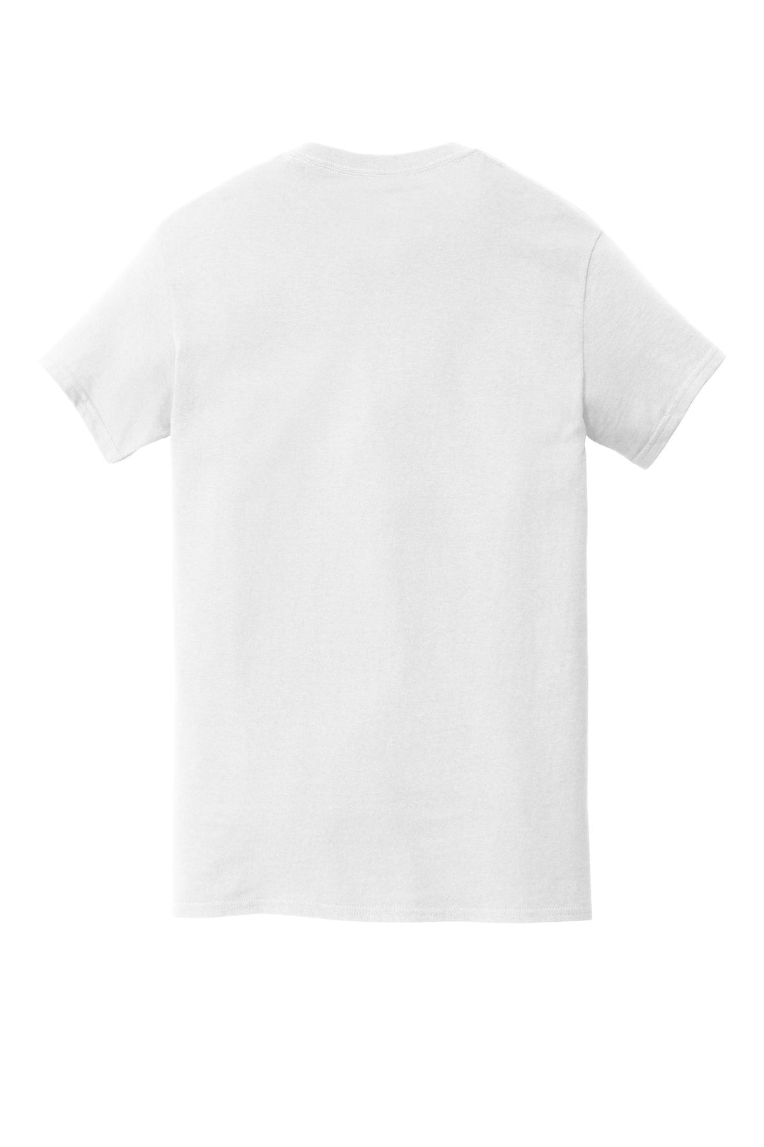 Rear View of White Gildan Heavy Cotton 100% Cotton Pocket T-Shirt. 5300