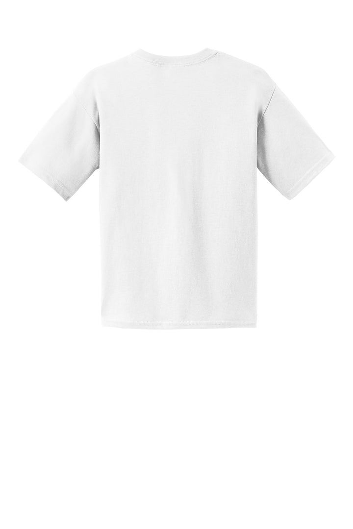 Rear View of White Gildan - Youth Ultra Cotton 100% US Cotton T-Shirt. 2000B